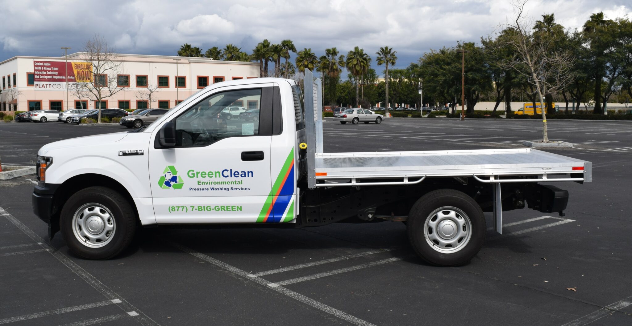 2018 Ford F150 66 X 9 Aluminum Flat Bed with No Stakes all Stainless Steel Hardware using the Factory Bumper.