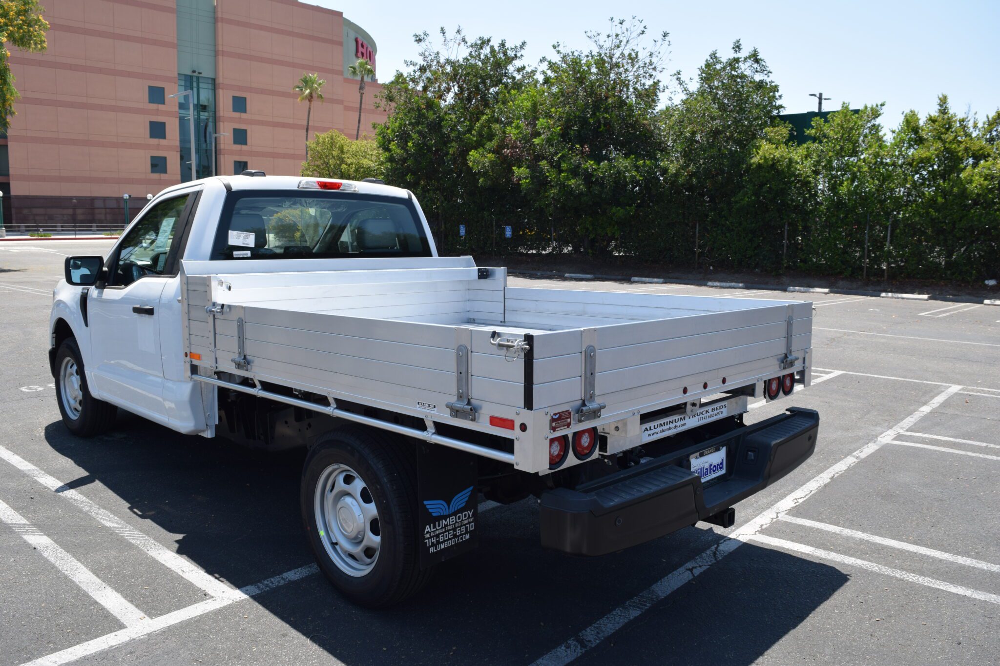 2021 Ford F150 81" × 8' Aluminum Pool Truck Bed with 9" solid fold-down gates using stainless steel hardware and the factory bumper