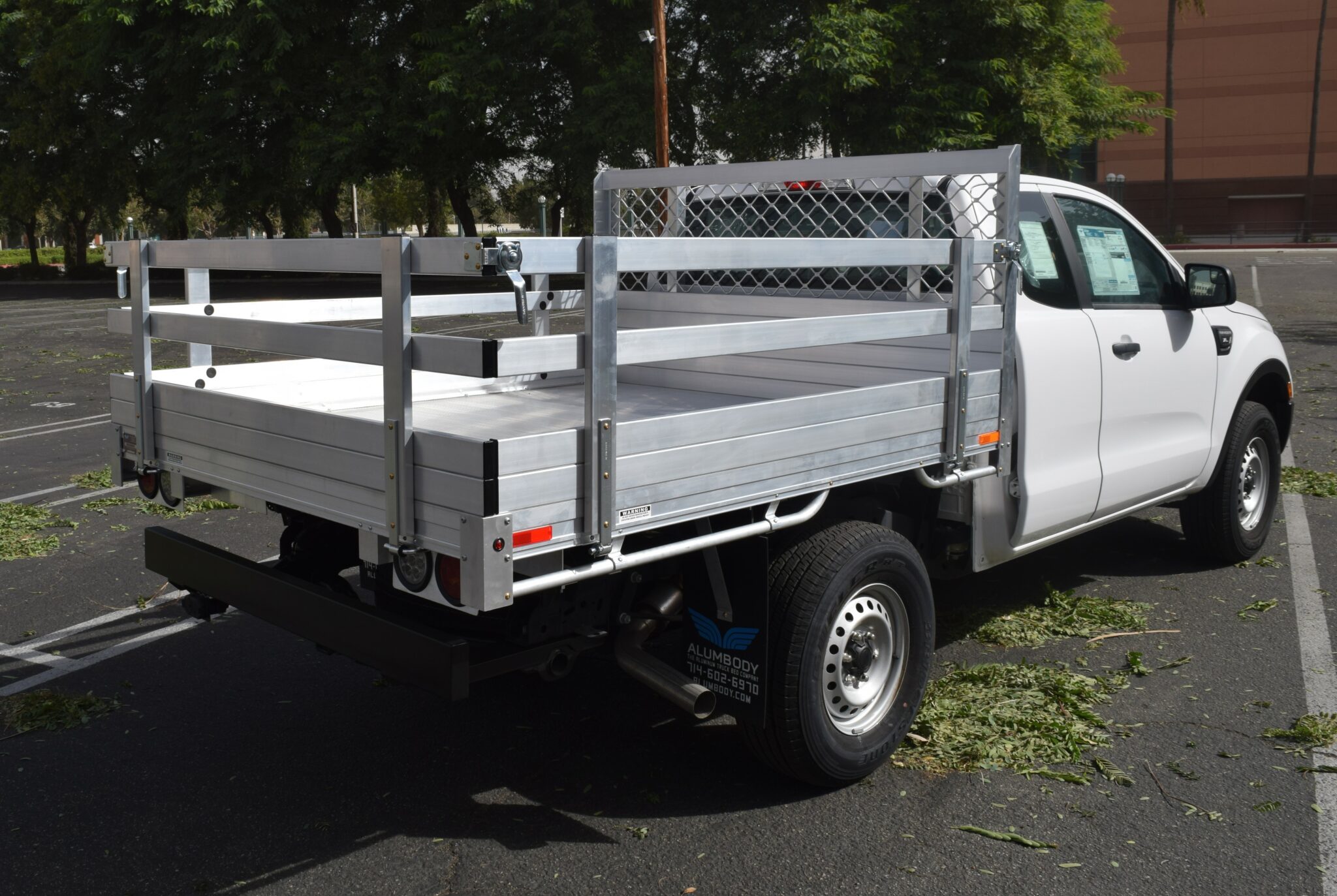 2020 Ford Ranger 6x7 aluminum flatbed with 22 fold down gates dock bumper and hitch