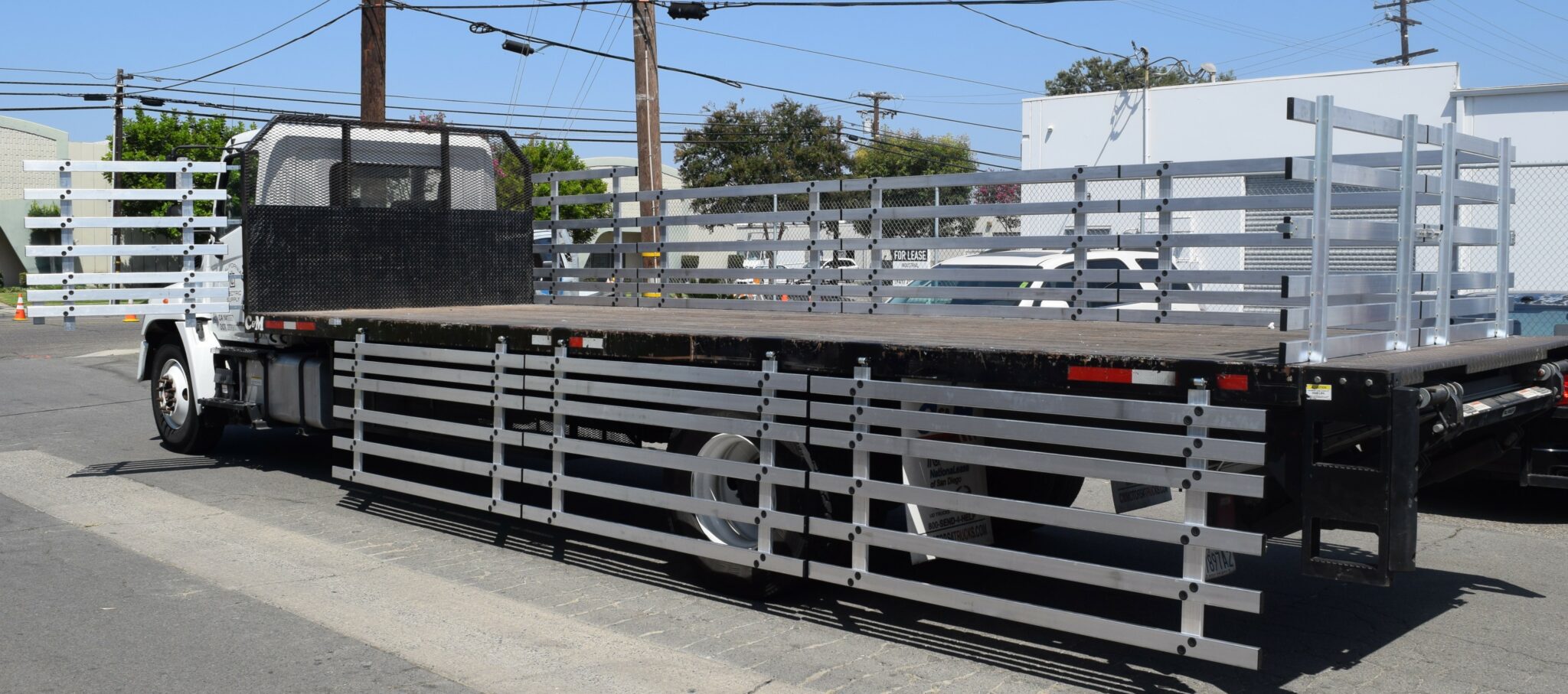 Aluminum Gate Assembly for a 2017 Hino 8'x26', with 41'' swing out front gates, 38'' fold down sides &amp; 38'' lift out rear
