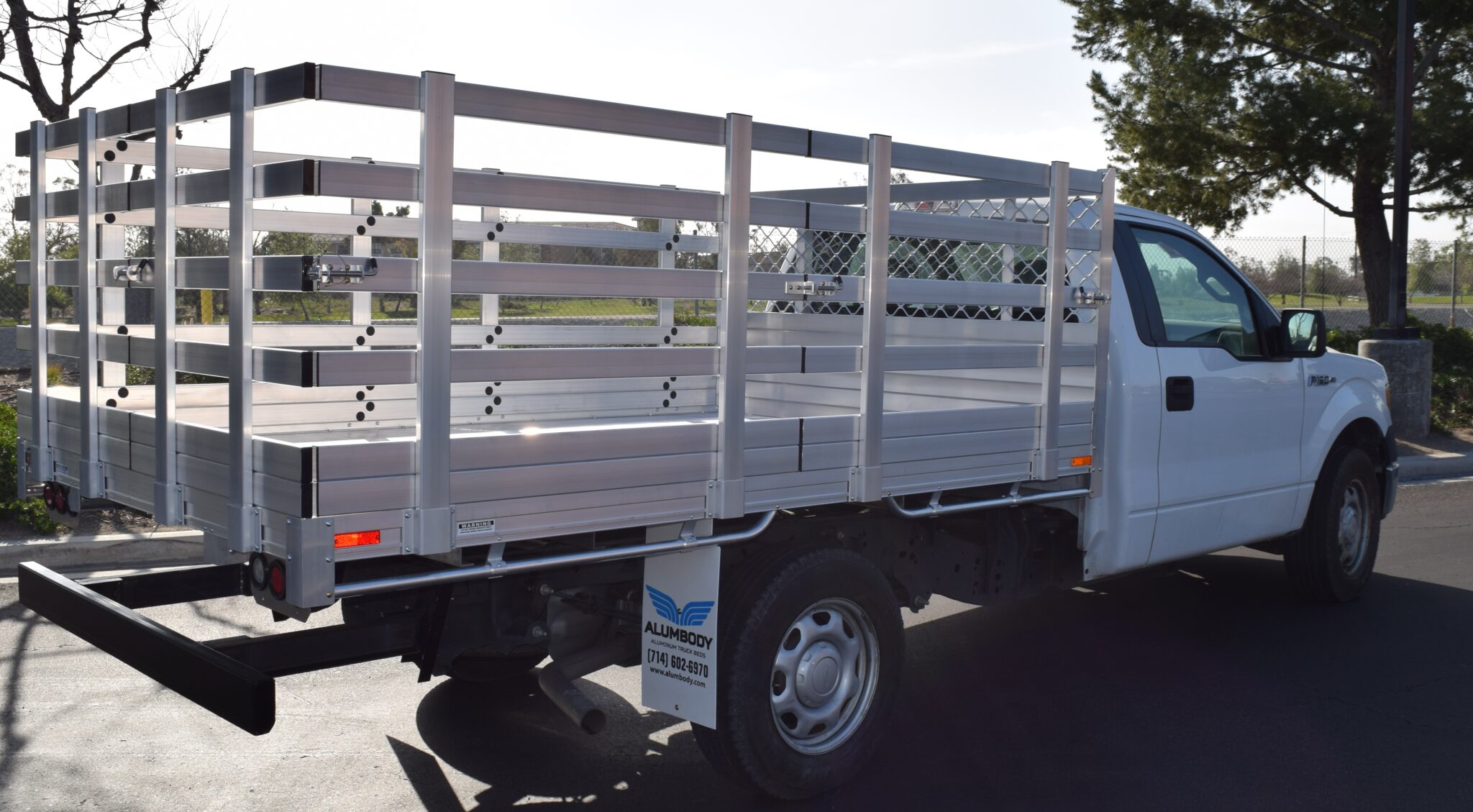 2013 F150 with a 66X10 aluminum bed 38 lift out gates and Dock Bumper