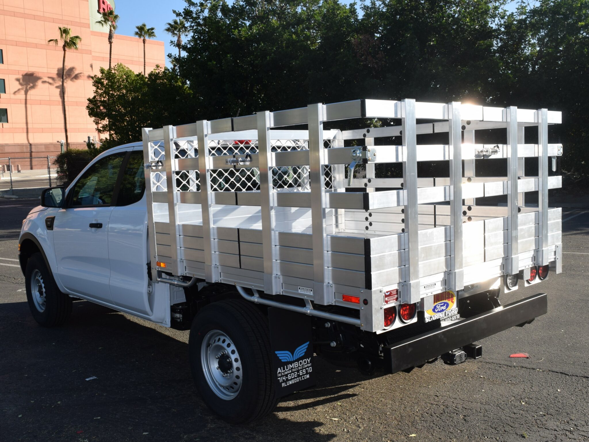 2020 Ford Ranger 6x66 aluminum stake bed with 33 lift out stakes dock bumper and hitch