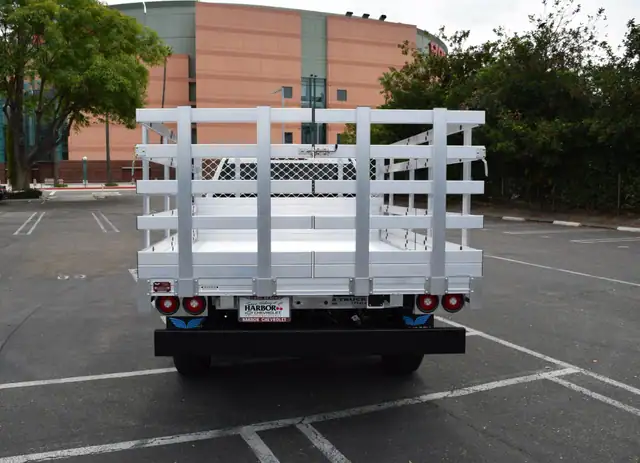 2021 Chevy Silverado 1500 66x9 aluminum stake bed with 38 lift out stakes and dock bumper