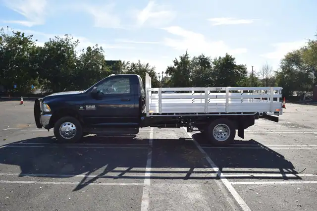 2021 Ram 3500 DRW 8'x12' aluminum flatbed with 22'' fold down gates dock bumper